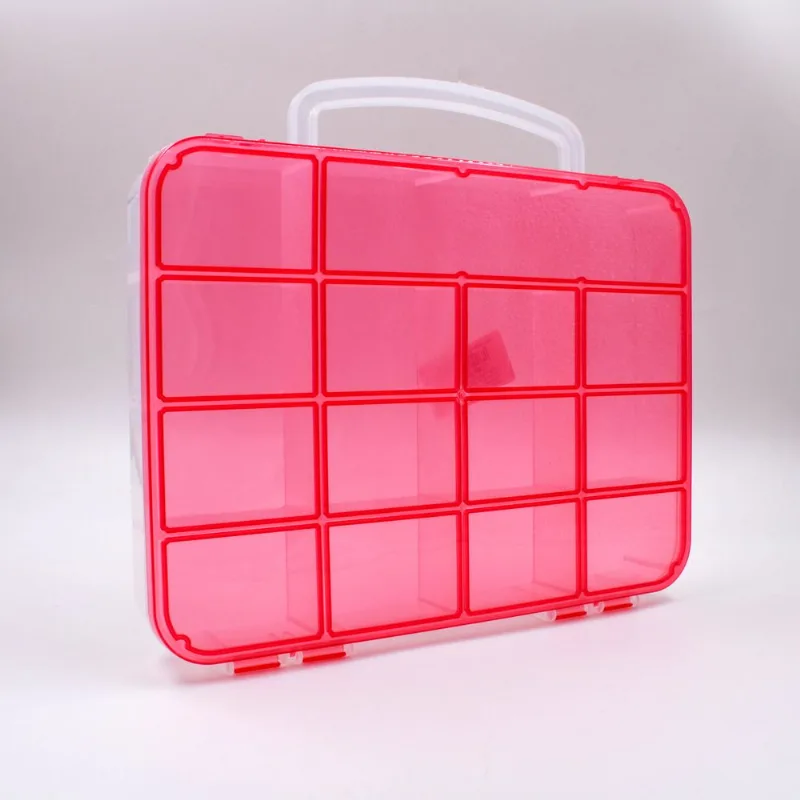 MALETA ORGANIZADORA TRANSPARENTE 18X25CM COM 14 DIVISORIAS 201 - Vermelho