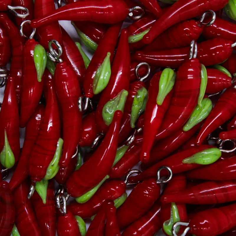 PINGENTE PIMENTA 27MM EM VIDRO COM 100 PEÇAS 201 - Vermelho