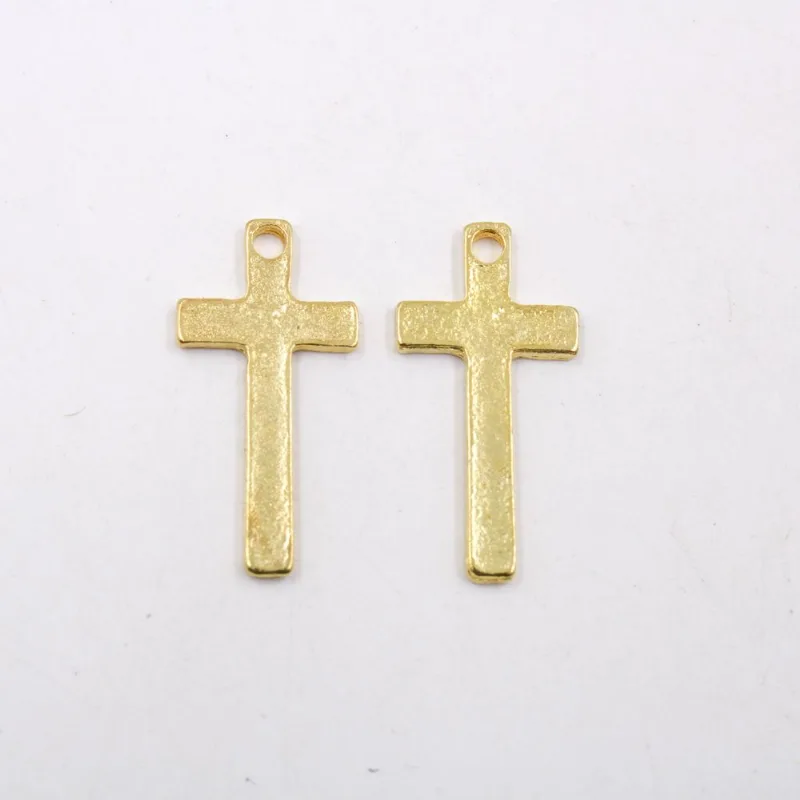 PINGENTE CRUZ SIMPLES 21.5 MM EM ZAMAC COM 100GR Dourado