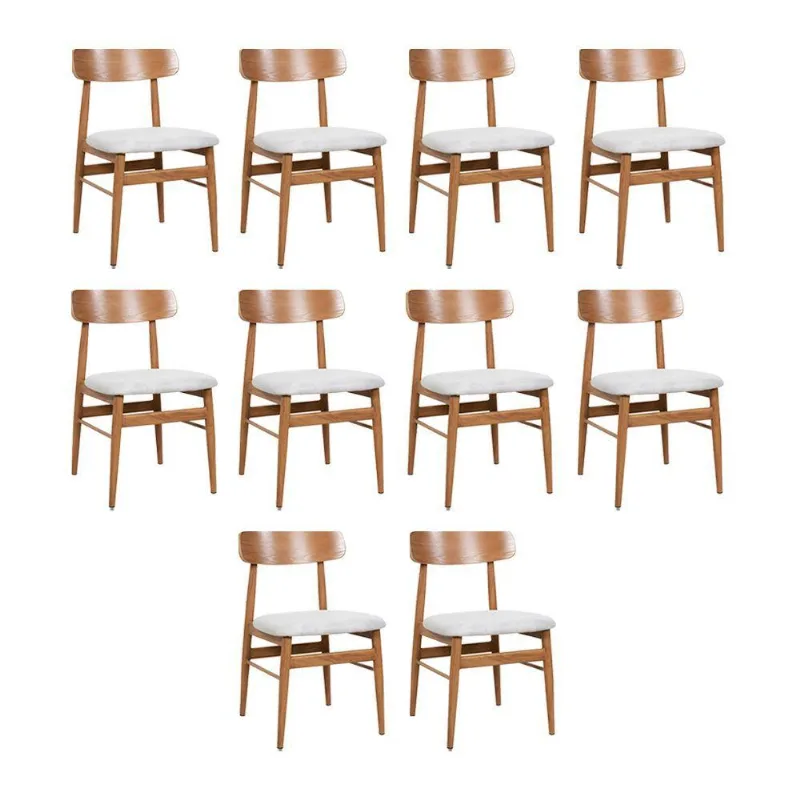 Kit 10 Cadeiras De Jantar Delta Estrutura Aço Carbono Laminado sofisticado na cor Natural Com Estofado Linho Cru