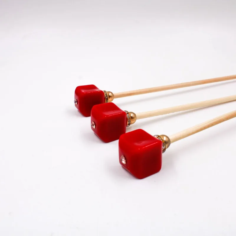 TRIO DE VARETA DECORADA QUADRADO COM STRASS PARA DIFUSOR 201 - Vermelho