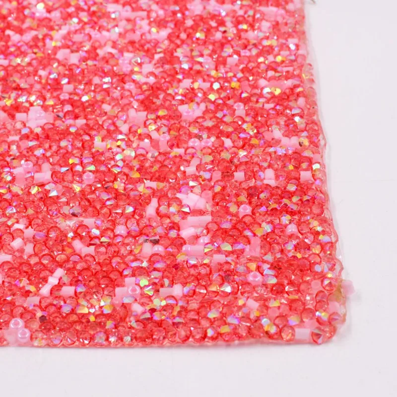 MICRO MANTA PEROLA CANUTILHO E STRASS EM TIRAS 24X40CM UNIDADE 204 - Salmon
