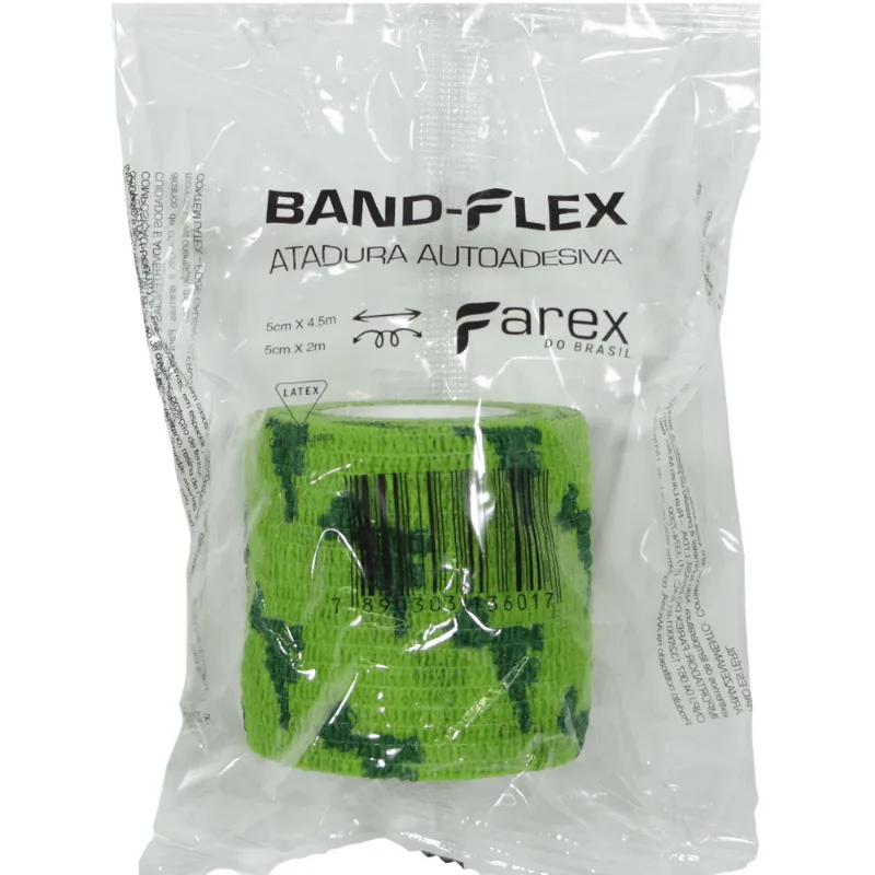 ATADURA 5 CM VERDE COM DESENHO ANTI LAMBEDURA BAND-FLEX AUTOADESIVA PARA ANIMAIS