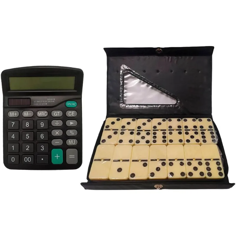 Calculadora De Mesa Display Jogo De Dominó 28 Peças Estojo