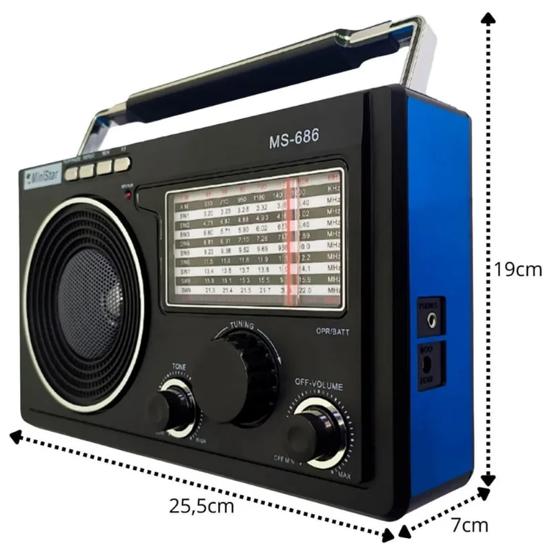 Rádio Fm Vintage Bluetooth Livstar Potente 3W Am Sw Conexões