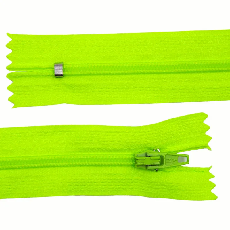 Zíper Comum 30Cm Em Nylon Com 10 Unidades 036M - Verde Neon 036