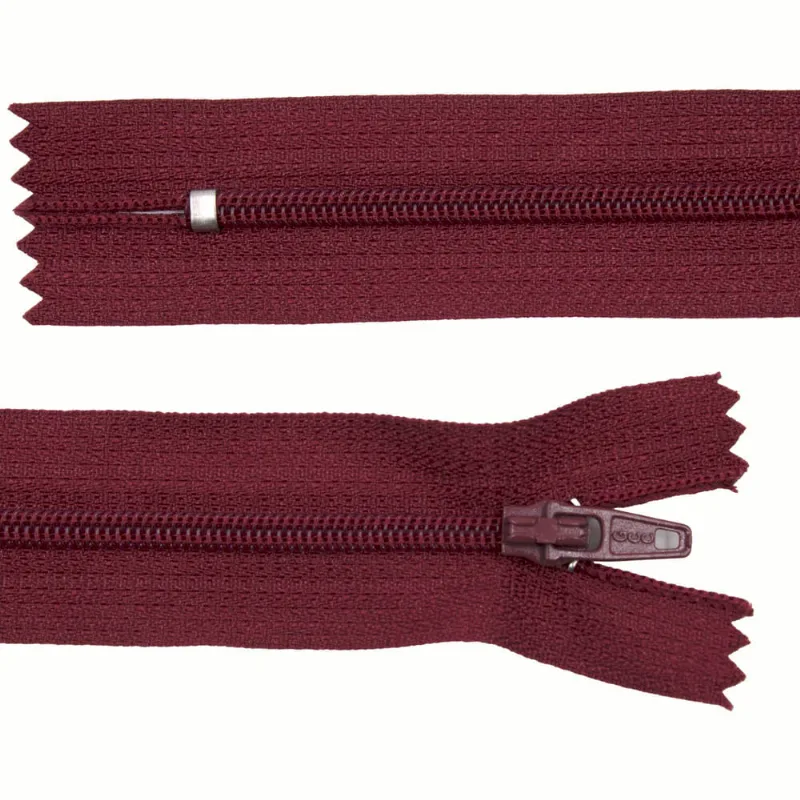 Zíper Comum 30Cm Em Nylon Com 10 Unidades 220 - Vinho Z20