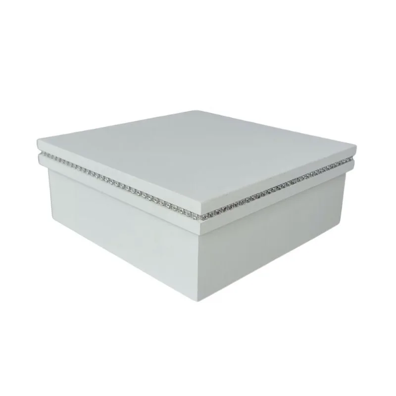 Kit Com 12un De Caixa Personalizada Com Strass 100% Mdf (17x17x07) Branco
