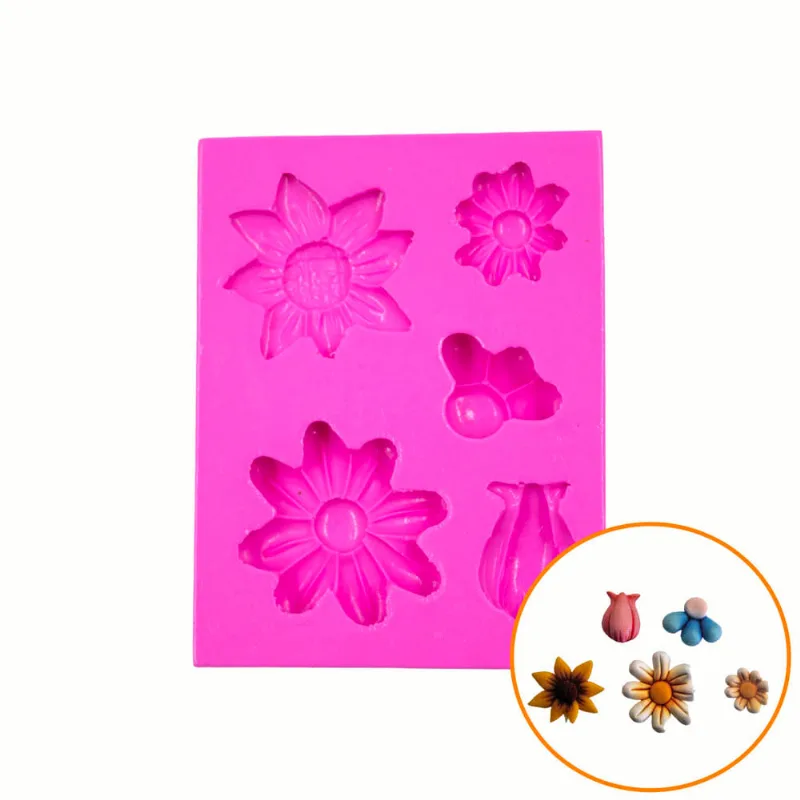 MOLDE DE SILICONE FLORES DIVERSAS PARA BISCUIT POLYCOL Unica