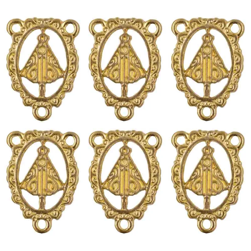 Entremeio Com Borda Nossa Senhora 33X23mm Em Zamac Com 10 Peças Dourado