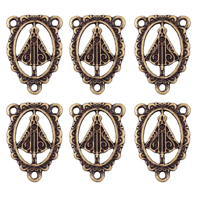 Entremeio Com Borda Nossa Senhora 33X23mm Em Zamac Com 10 Peças 075 - Ouro Velho