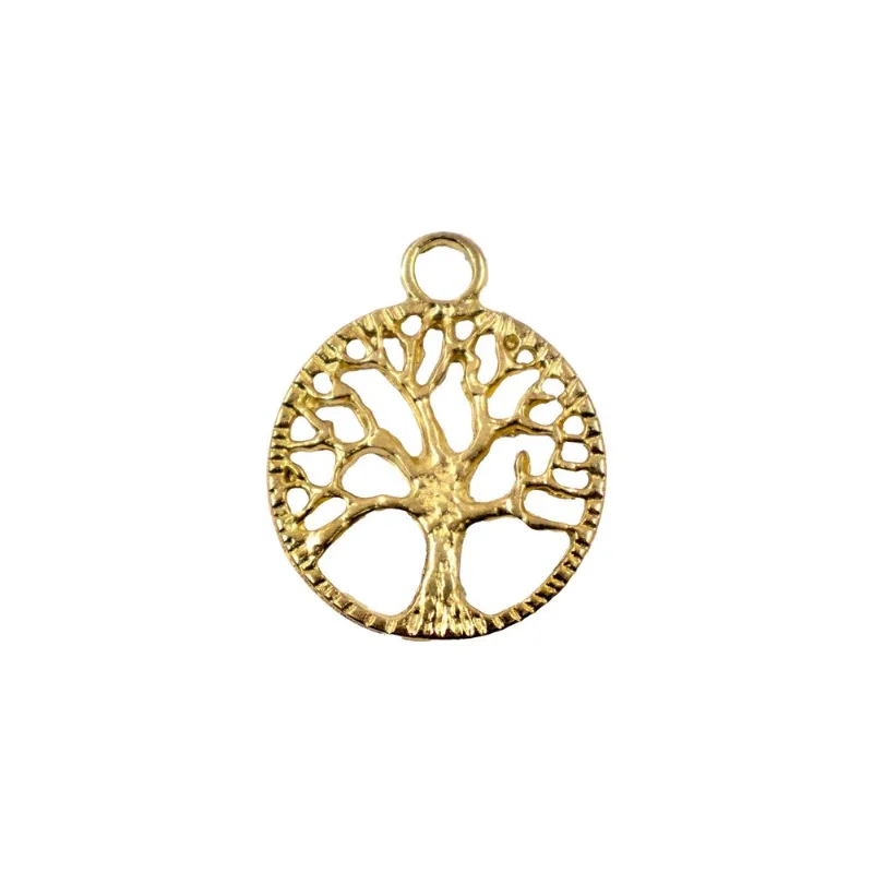 PINGENTE ARVORE DA VIDA 30MM EM ZAMAC COM 12 PEÇAS Dourado