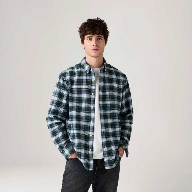 Camisa Levi's® Authentic Button Down Xadrez Azul Manga Longa - S USA | P BR