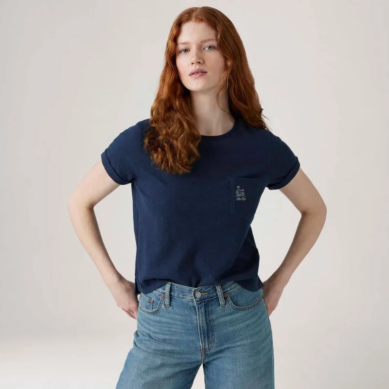 Camiseta Levi's® Margot Pocket Azul Manga Curta - XL USA | GG BR