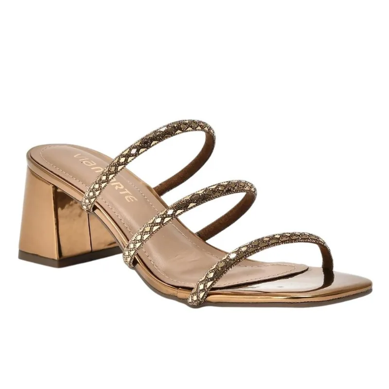Tamanco Via Marte Salto Bloco Ref 171-008 -01 Bronze 037