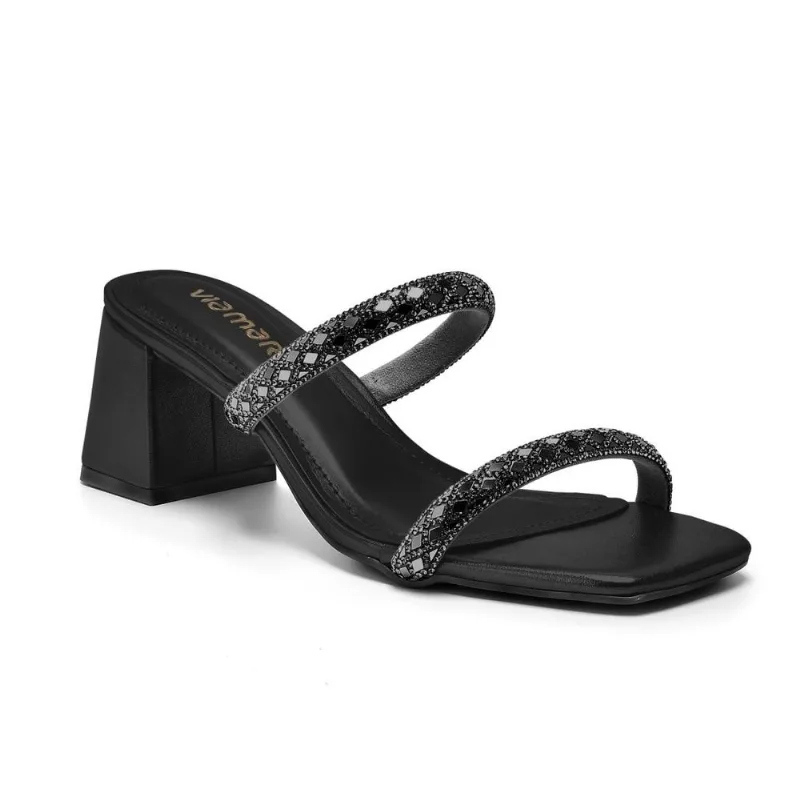 Tamanco Via Marte Salto Bloco Ref 171-011 Preto 035