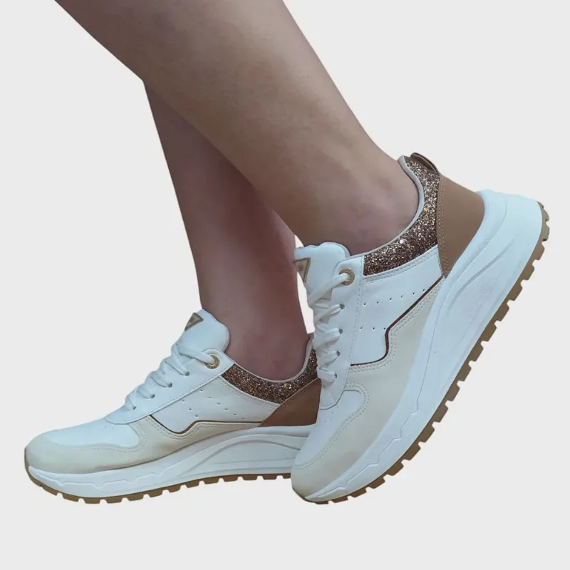 Tênis casual via marte detalhe glitter
