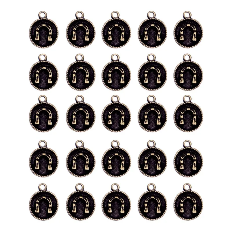 Pingente Country Ferradura Com Borda 21Mm Em Zamac Com 15 Peças 075 - Ouro Velho