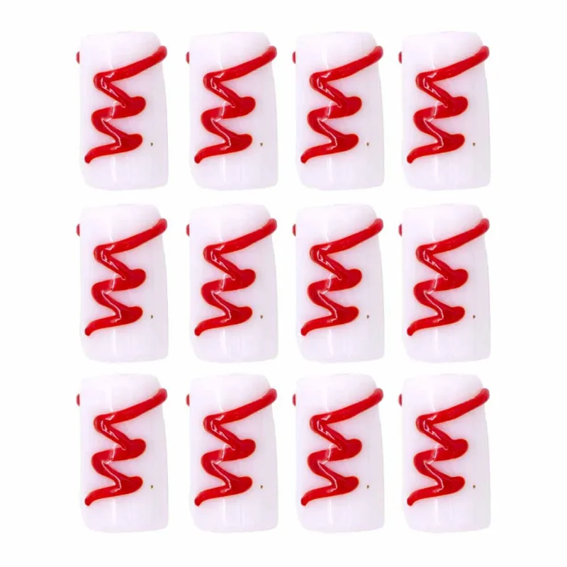 Firma Iansã 25X13mm Em Murano Com 10 Peças Branco+Vermelho