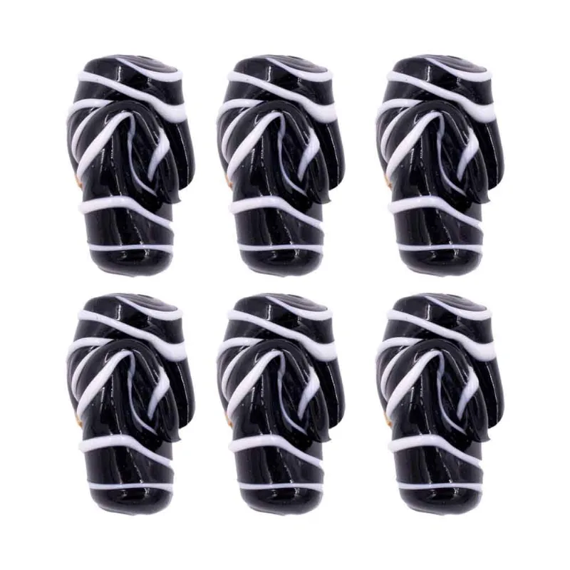 Firma Indiana Torcida 31X19mm Em Murano Com 10 Peças 07Mr - Preto + Branco 07