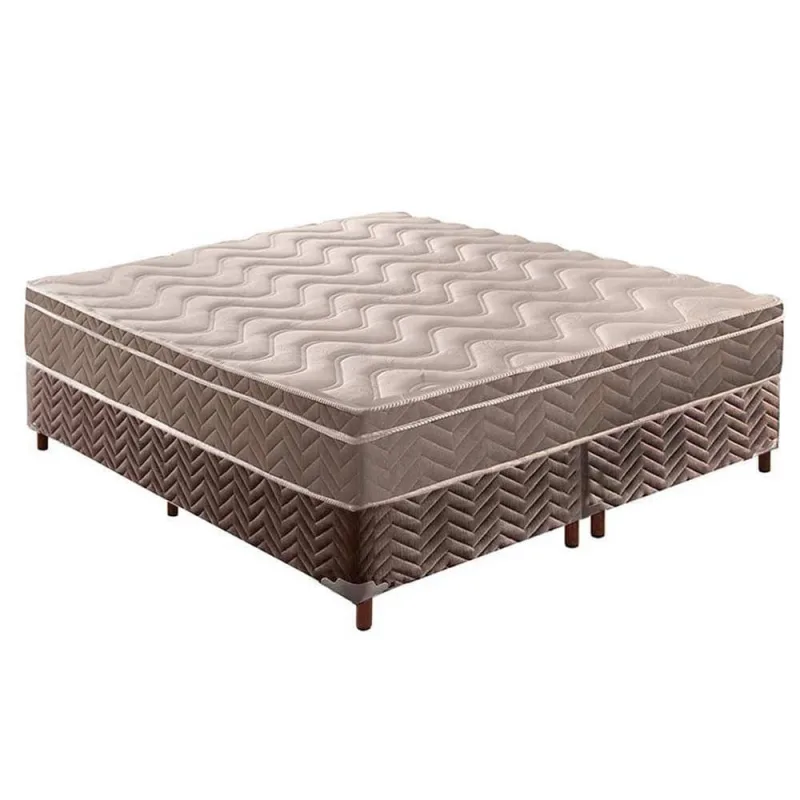 Cama Box Queen: Colchão Espuma Paropas D28/EP Anatômico Pasquale + Base crc Suede Brown(158x198) - Não Disponível - Móveis