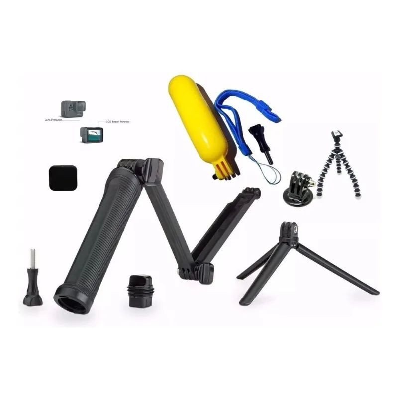 Kit GoPro Hero 5 6 7 Black Bastão 3 Way Películas De Vidro Tampa Protetora Da Lente Boia Mini Tripé Gorilapod Adaptador