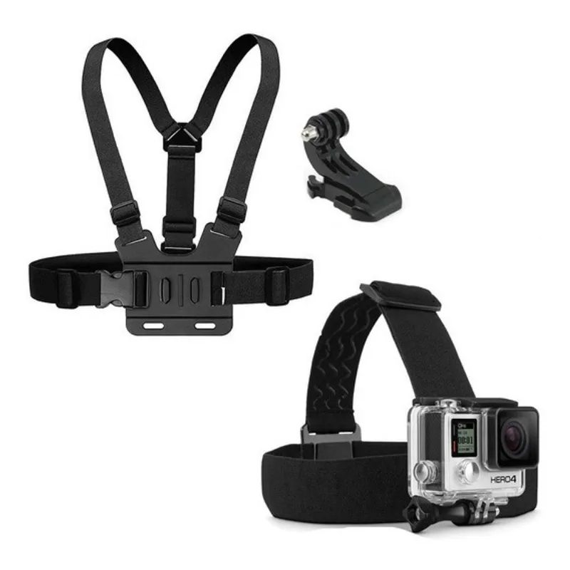 Kit Para Todos os Modelos GoPro Hero Suporte de Peito + Suporte de Cabeça + Suportes Adaptadores