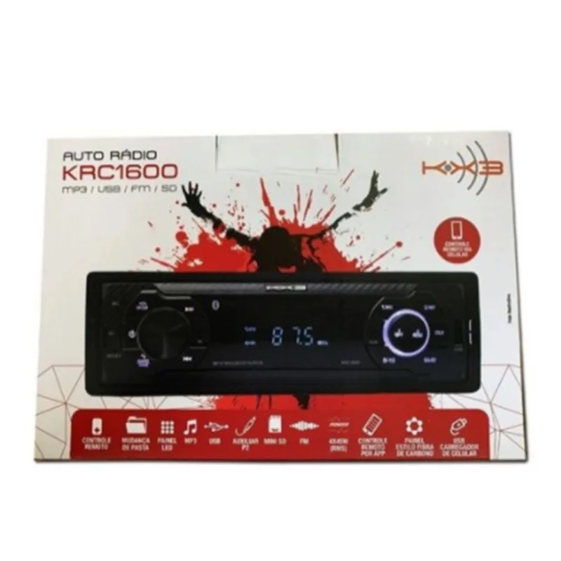 Rádio Automotivo 4x45W com Entradas Usb Mp3 Aux e Bluetooth