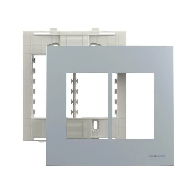 Placa Com Suporte Margirius Sleek Colors 4x4 Para 6 Módulos Horizontais Cinza