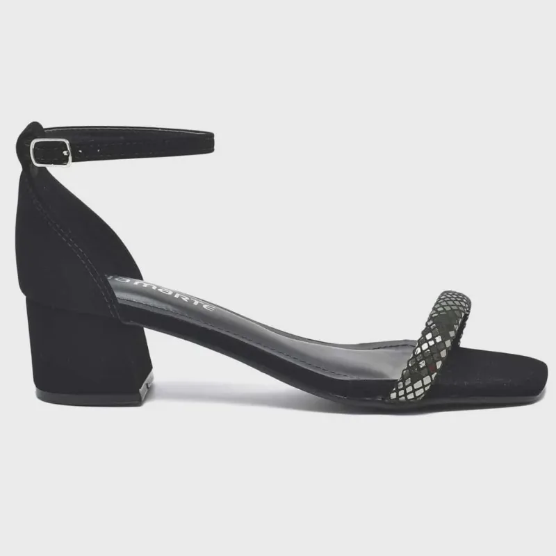 Sandália Feminina Salto Bloco Pewter Preto Via Marte 23-9806-01