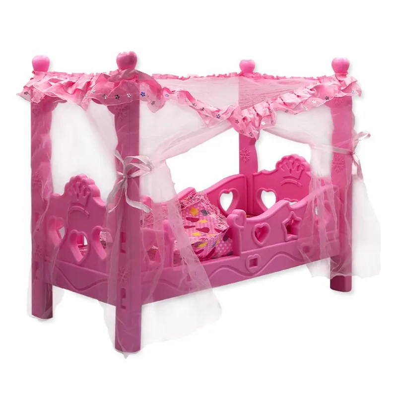 Berço De Boneca Com Colchão Com Mosqueteiro Rosa