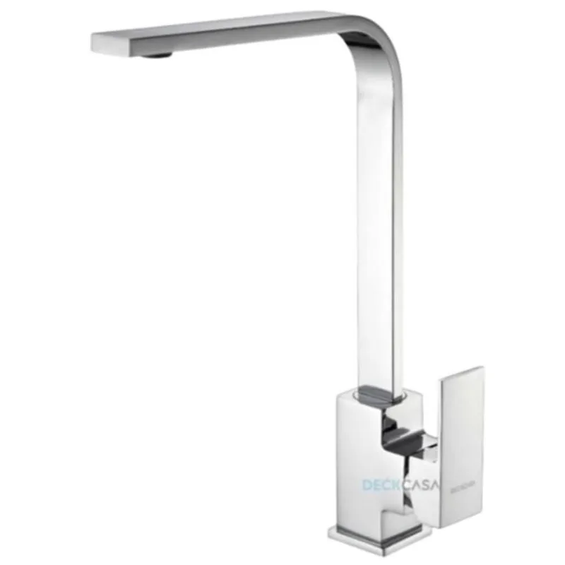 Monocomando para Cozinha Mesa Bica Alta Cromado Luxo Quadrado 36cm
