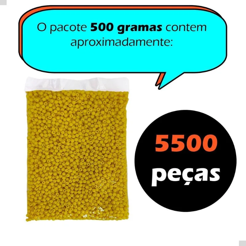 Miçangas Para Artesanato Amarelo Apx 5500 500gr Pçs