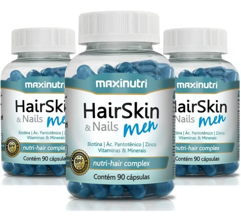 Hair Skin &amp; Nails Men Maxinutri - Kit 10x90 Cápsulas