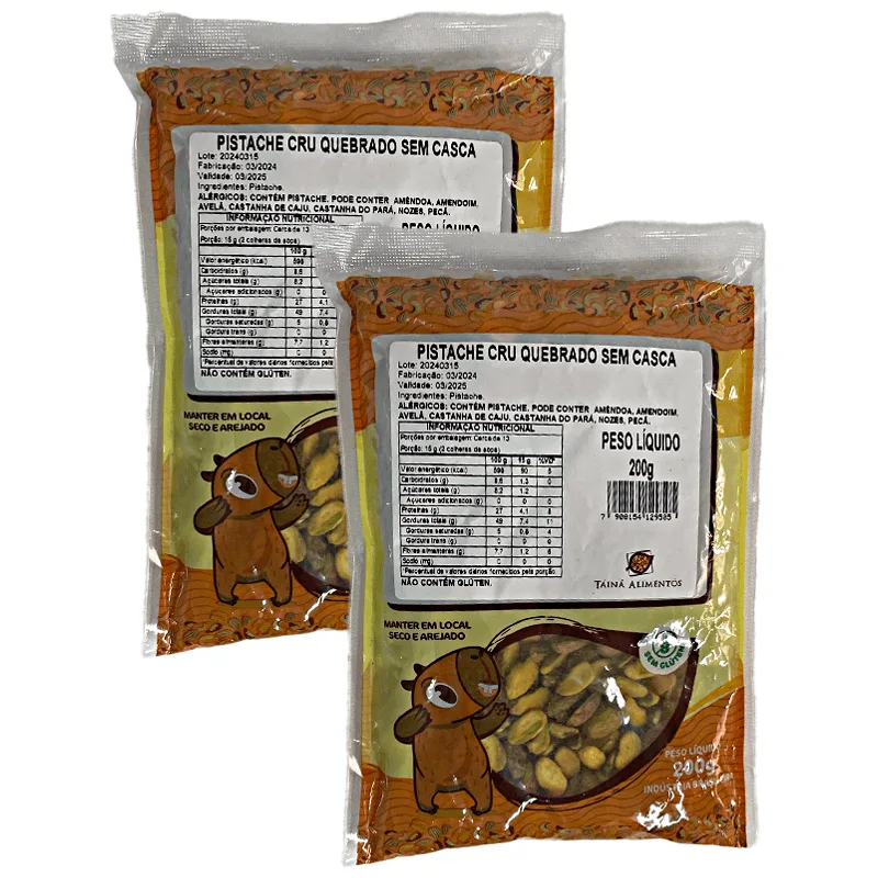 Kit 2x: Pistache Cru Quebrado Sem Casca Tainá Alimentos 200g - Não Informado - Mercearia