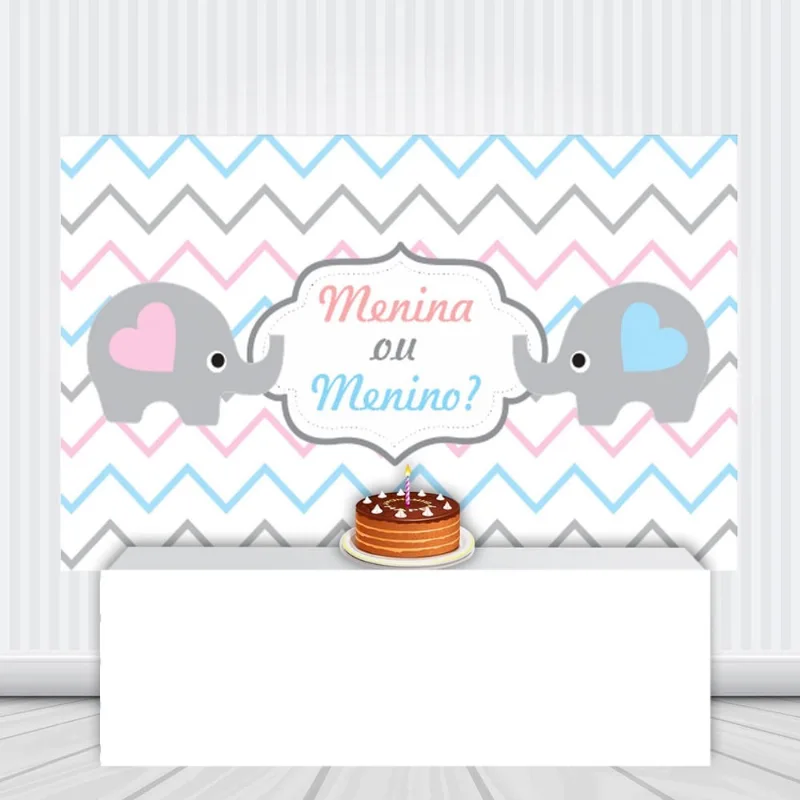 Painel Chá Revelação Elefante 1,5 M X 1,0 M Menina ou Menino