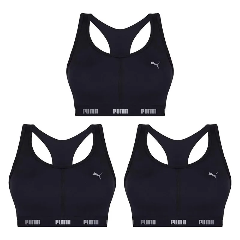 Kit 3 Tops Puma Nadador Com Bojo Feminino G / Preto