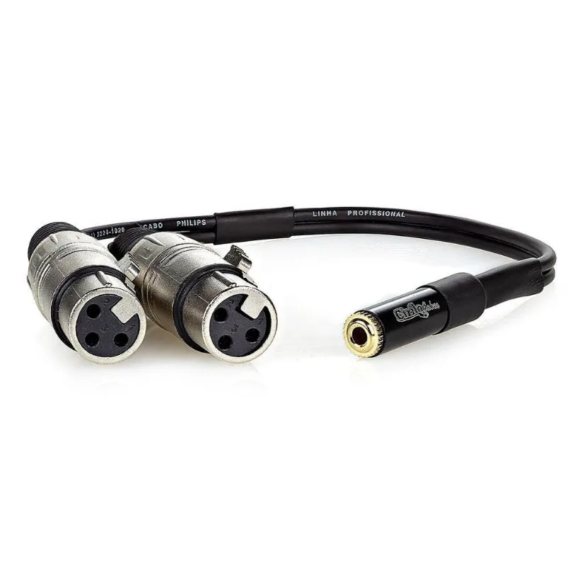 Cabo Adaptador P2 Femea Para 2 Xlr Femea - 3 Metros