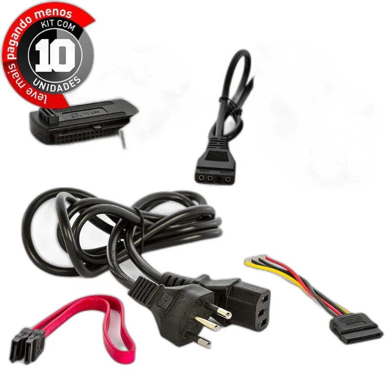 Adaptador Ide Sata 3 Em 1 - Kit Com 10