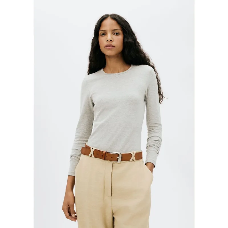 Blusa Básica Feminina Manga Longa Slim - Cinza XG