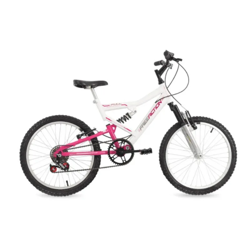 Bicicleta Free Action Aro 20 Full Fa240 Branco e Rosa 04047020 - Status Bike