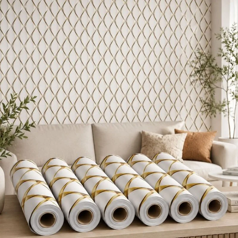 Rolo Adesivo Dourado 3D Parede Móveis 5mx45cm 13,5m² Kit 6pç - Genérico - Casa E Construção