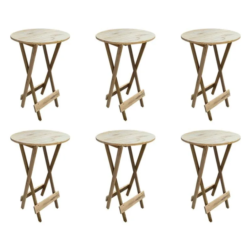Kit 6 Mesas Bistrô De Madeira Dobrável Para Bar - Sem Pintura / Crua - OUTRAS MARCAS - Agro