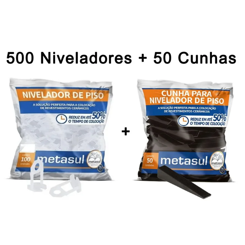 Espaçador Nivelador Piso Pequeno 1,5 Mm 500 Pçs + 50 Cunhas