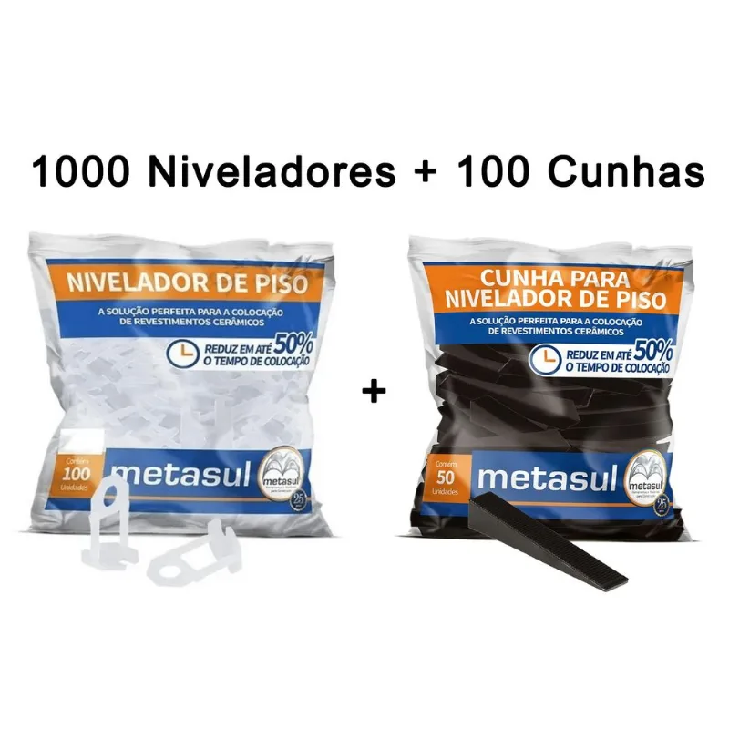 Espaçador Nivelador Piso Pequeno 1 Mm 1000 Pçs + 100 Cunhas