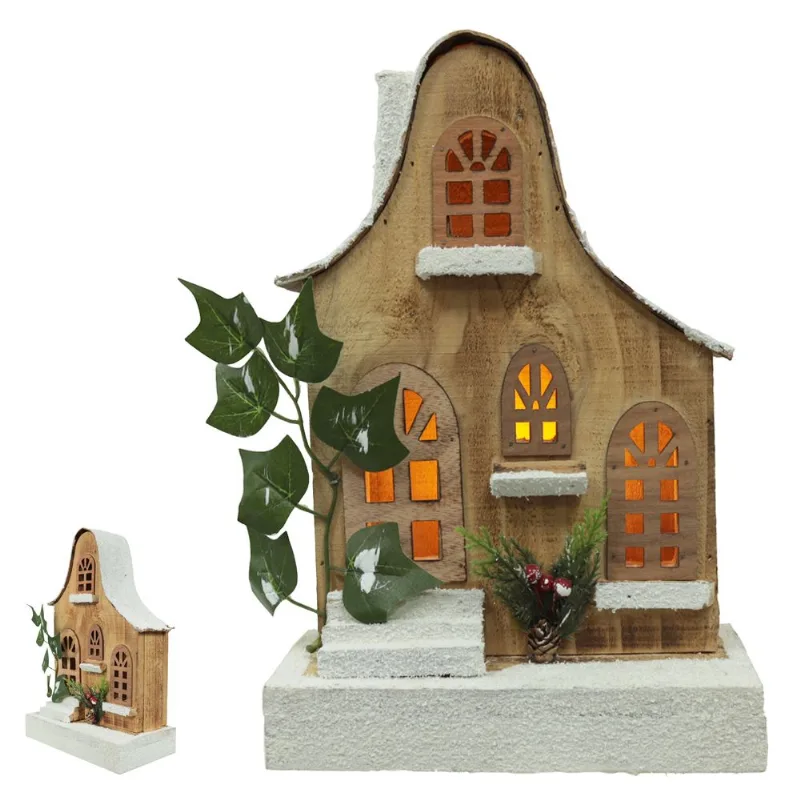 Casa Decorativa com Led 31x12cm Bege Flor arte