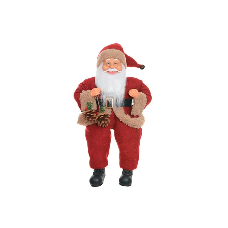 Boneco Florarte Papai Noel em Pé com Led Bege/Vermelho 40cm un