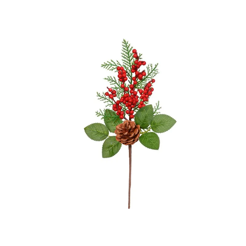 Enfeite Natal Florarte Pick Berry com Pinha 20cm un - Florarte