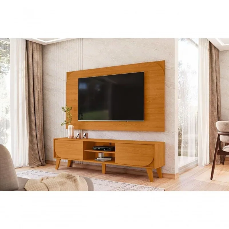 Painel para TV Duna 65" 182CM MDP Design Curvo Cinamomo Madetec Móveis - madetec moveis - Agro