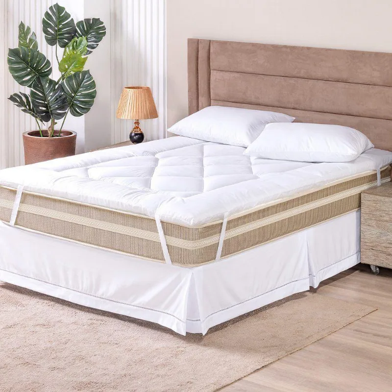 Pillow Top Soft King Hipercal 200 Fios Pantografado 01 Peça 100% Poliéster - Branco